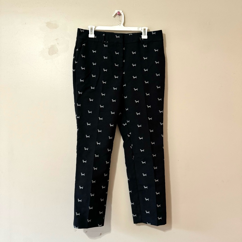 LOFT Marisa Slacks Trousers Dachshund Dog Print Pants Size 8 - Picture 2 of 6